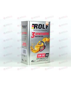 Масло ДВС ROLF 5W30 A3 SL/CF 3-SYNTHETIC 4 л (4 шт) РАСПРОДАЖА, Емкость: 4 л