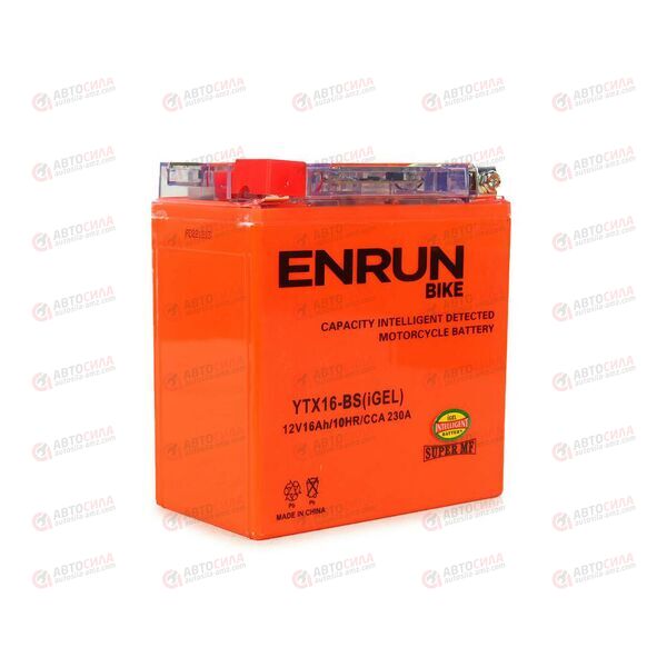 АКБ ENRUN MOTO 12V/16Ah (L+) (MF) (I-GEL) (пт 230) (YTX16-BS) (150x87x161) (1шт, уп.4 шт) 